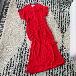 Sabina Musayev Candy Apple Red Vneck Maxi Dress Size S